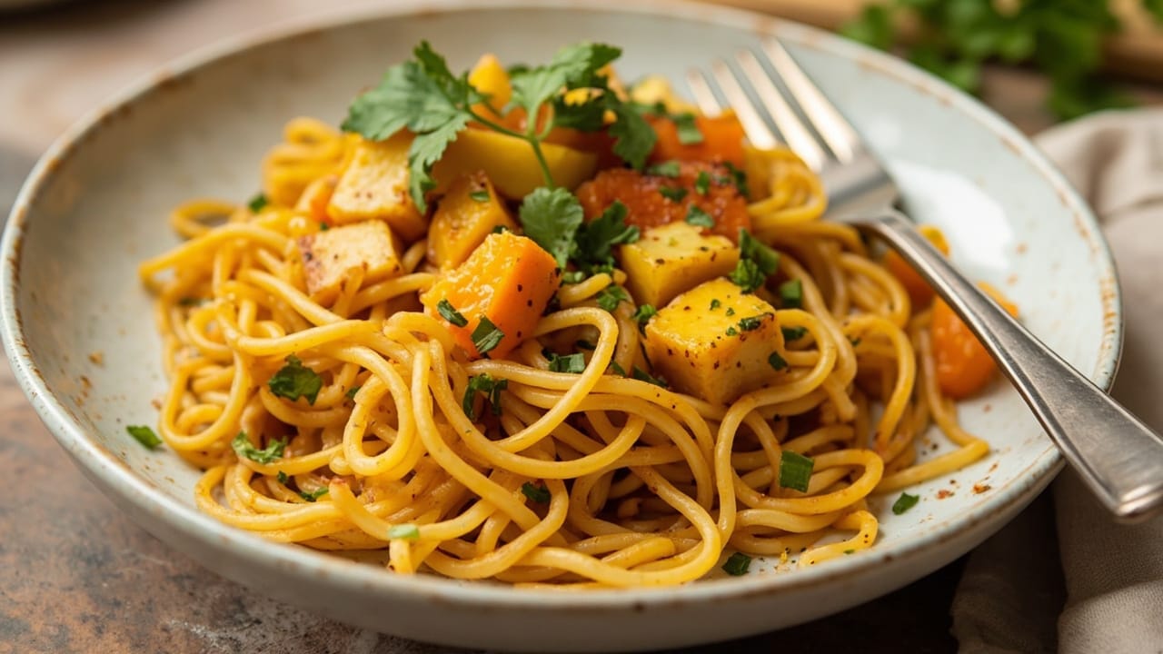 Potato Noodles with a pumpkin curry recipe - illustration 1