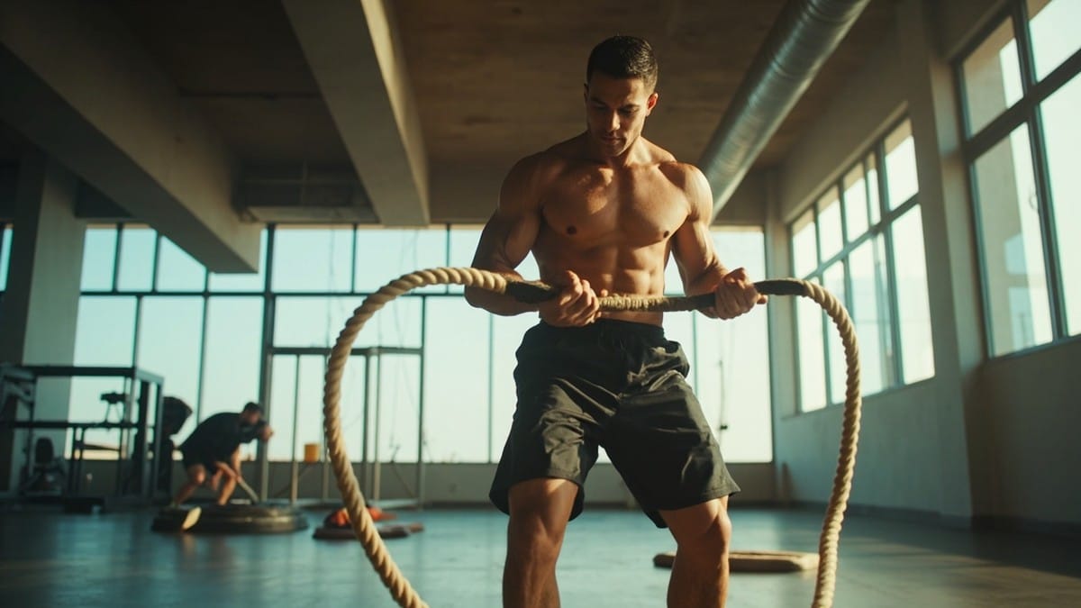 jumping rope workout - athlete performing a jump rope workout
